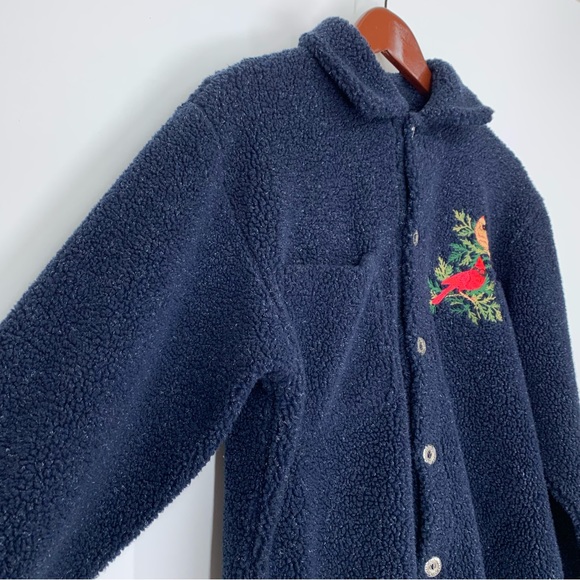Vintage Art Unlimited Sportswear Embroidered Cardinal Sherpa Cardigan Sweater - Picture 3 of 16
